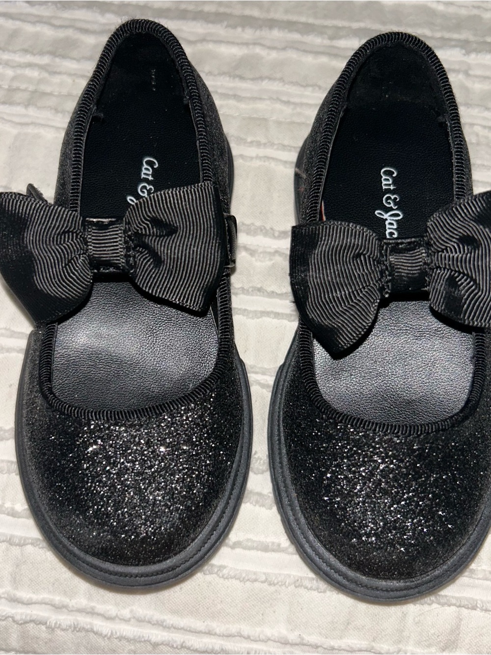 Cat & Jack Black Glitter Bow Mary Janes for Kids